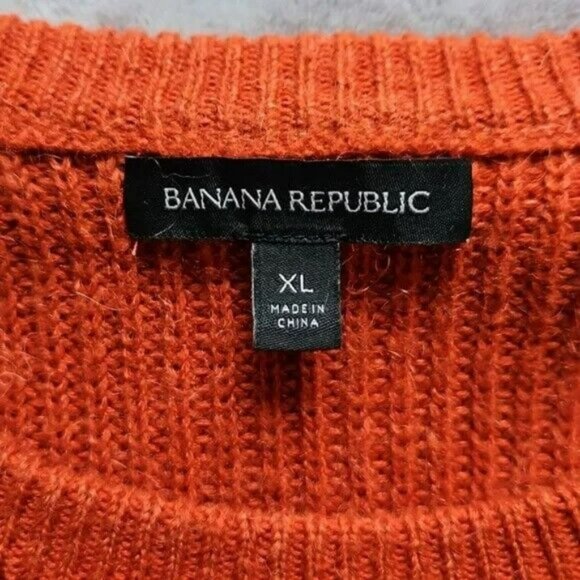 Banana Republic Wool Blend Pumpkin/Rust Orange Lagenlook Sweater size XL EUC - Picture 8 of 9